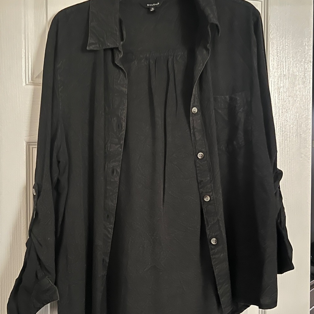 Black button down top